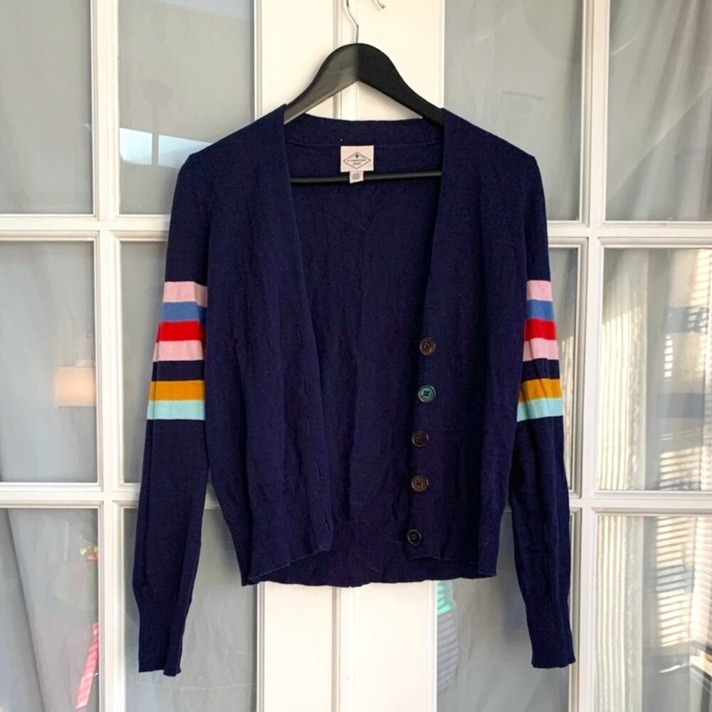 St. John's Bay Striped Sleeve Button Down Cardigan